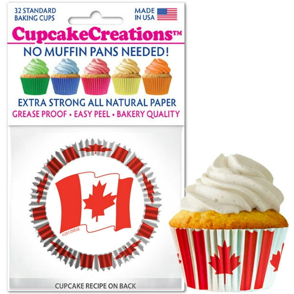 Drapeau Canadien Cupcake - Paquet de 32