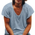 thumbnail image 2 of Men's Summer Thin Short Sleeved T-Shirt Top Shirt Solid Color Loose Fit Round Neck Casual Daily Breathable Comfortable Tee for Gym Workout Beach Vacation Streetwear Modern Fashion Essential, 2 of 8