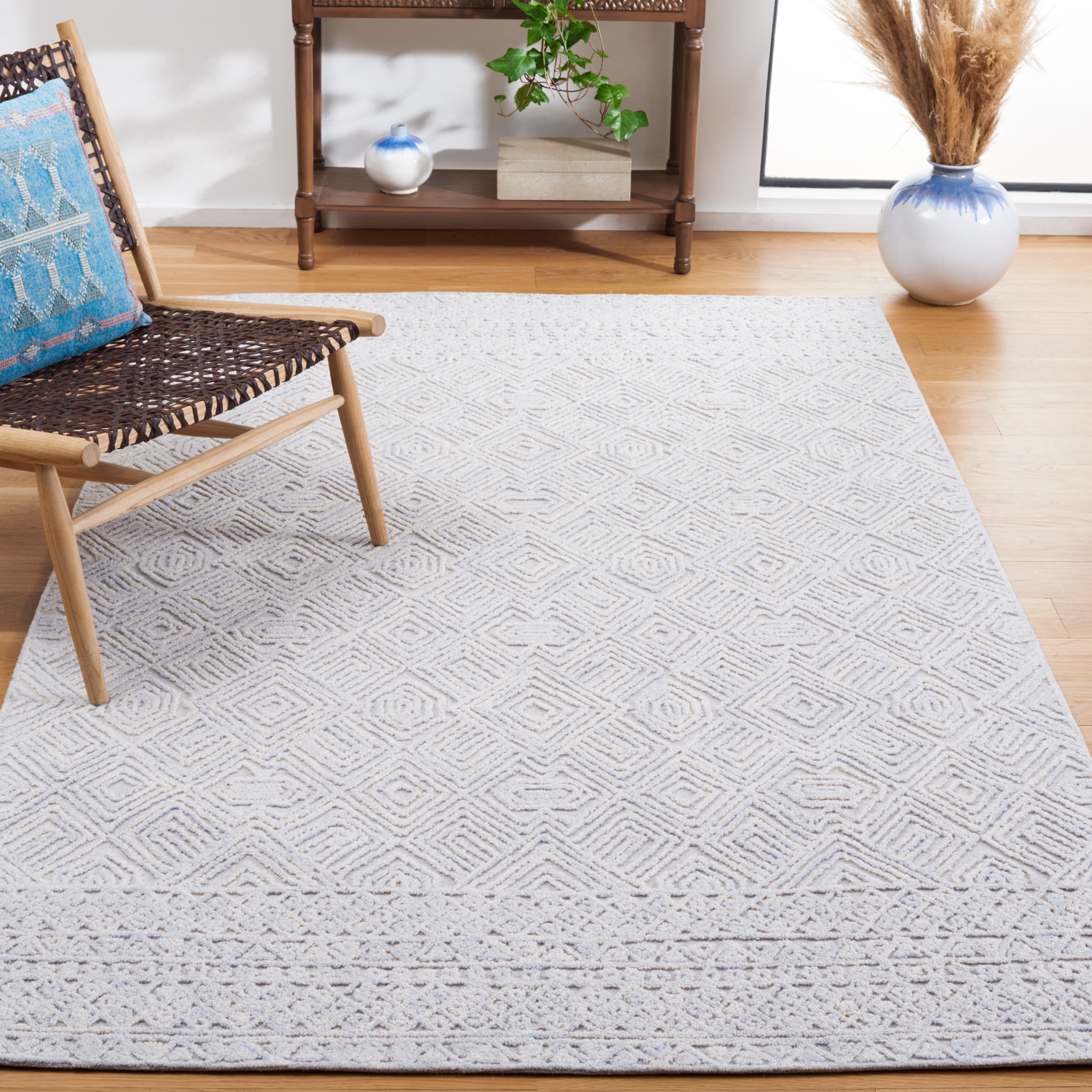 SAFAVIEH Textural Adrasteia Geometric Area Rug, Grey/Ivory, 8' x 10'