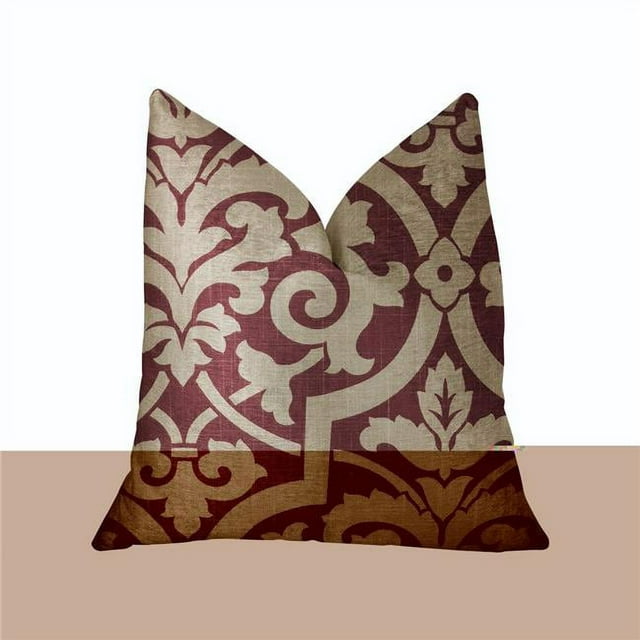Plutus PBRA2277-2030-DP Coussin de Luxe Rouge & Beige Bouclier Sacré, 20 x 30 Po. Queen