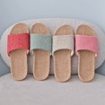 thumbnail image 3 of Zapatillas de lino para mujer, para el hogar, para interiores, antideslizantes, para amantes de las cuatro estaciones, sandalias resistentes al desgaste, 3 of 4