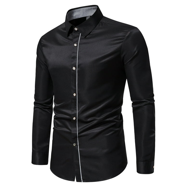 cllios Mens Slim Fit Dress Shirt Luxury Silk Satin Long Sleeve T Shirt Casual Button Down Lapel Formal Shirts Business Wrinkle Free Dress Shirts - Walmart.com cllios Mens Slim Fit Dress Shirt Luxury Silk Satin Long Sleeve T Shirt Casual Button Down Lapel Formal Shirts Business Wrinkle Free Dress Shirts - Walmart.com