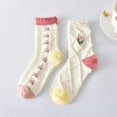 thumbnail image 7 of Zhengup Women's 5 Pairs Flower Coquette Lace Frilly Socks Cottagecore Cable Knitted Socks Aesthetic Harajuku Ankle Socks, 7 of 7