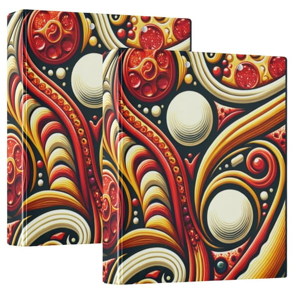 Original Pepperoni Pizza 3 Ring Binders 1.5 inch Hardcover File Folders with Interior Pockets A4 Size Organizer for School Office Hospital