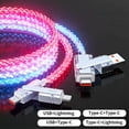 thumbnail image 4 of Meggemo 4 in 1 RGB Glowing Gradient 2 to 2 Super Fast Charging Cable Multifunctional LED Light Up Data Cable High Speed Charging for Android USB C Devices Durable for Home Car Travel Daily Use, 4 of 8