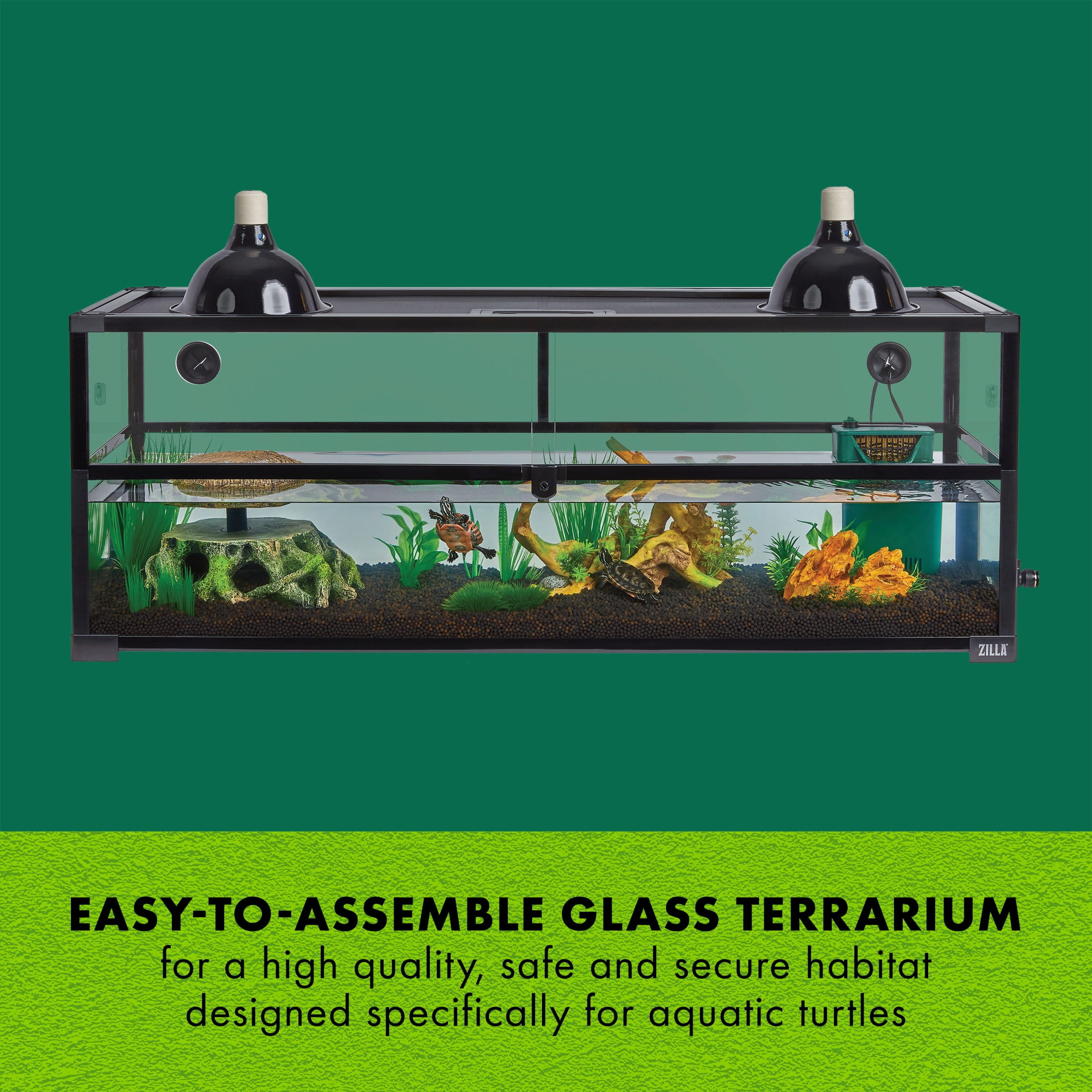 Zilla Aquatic Turtle QuickBuild Habitat 47”x15”x18”