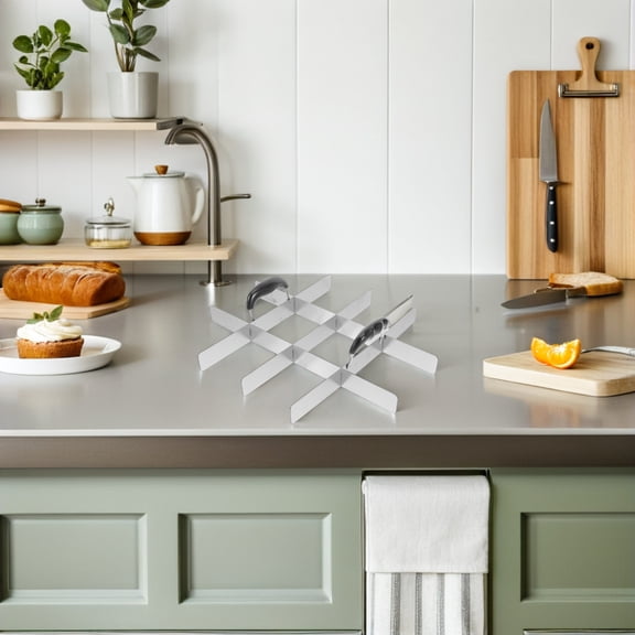 GAXIRE Pastry Cutter Press in Plated Silver Stainless Steel for Neat Cake and Pie Slicing