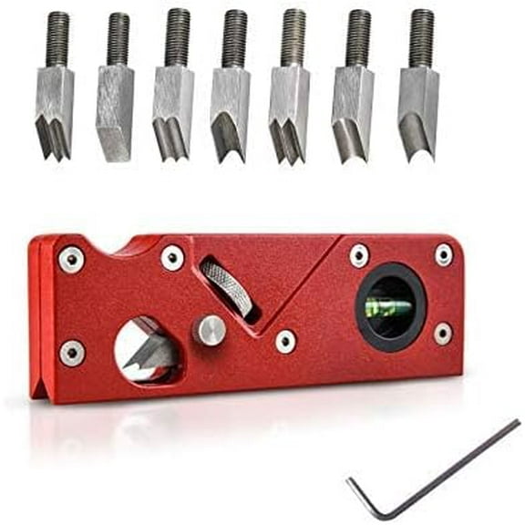 GGLD Professional Woodworking Chamfer Plane for Wood, Red, Aluminum Alloy & ABS Plastic, Woodworking-Chamfer-Planes, Wood Planer, Includes 7 Cutter Heads
