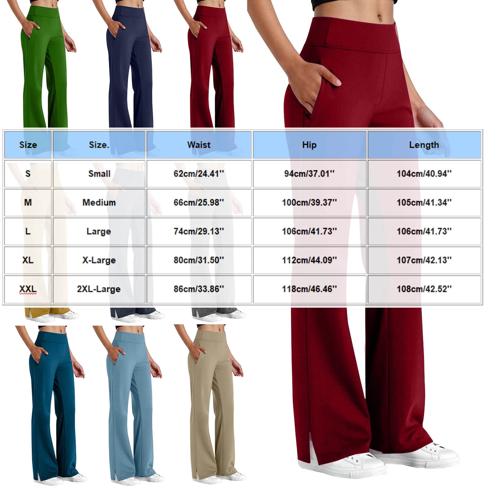 Yoga Pants Women Wide Leg Pants with Pockets High Waist Stretch Dress Casual Sweatpants Side Split