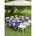 thumbnail image 4 of Outdoor Tablecloth with Umbrella Hole for Patio/Picnic/Party/Camping, Beach Coastal Waterproof Table Cloth Rectangle Table Cover Washable, Summer Nautical Shell Starfish Coral Blue (60"x 84"), 4 of 8