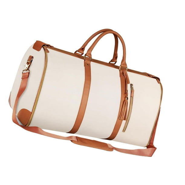 Bolsa de lona para ropa, bolsa de almacenamiento para hombres y mujeres, versátil, con correa ajustable y ligera. Beige Marrón