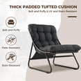 thumbnail image 6 of Grand Patio Outdoor Lounge Chair with Ottoman, Comfy Sling Recliner Set, Puffy Cushion, Samba Modern Steel Furniture, Dark Gray, 6 of 7