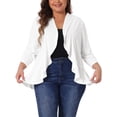thumbnail image 1 of Cárdigan Plus Size GRACE & GRANDEUR para Mujeres, Suave, de Manga 3/4, Abierto, Corto, Shrug, Bolero, Cárdigans, Chaqueta 4X Blanca, 1 of 1