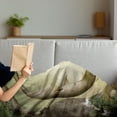 thumbnail image 3 of Tree Soft Flannel Fleece Throw Blanket, Absurt Illustration of Wooden Crescent Hanging on a Tree Branch, Cozy Plush for Indoor and Outdoor Use, 60" x 80", Green Green Brown, by Ambesonne, 3 of 5