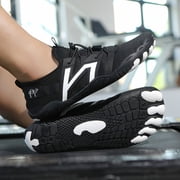 Barefoot Shoes Womens Mens Walking Hiking Shoes Wide Toe Box Breathable Water Shoes for Outdoor Beach Pool Black Size 9