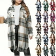 thumbnail image 3 of Fmbrln Womens Long Plaid Shirts Jackets Full Button Long Sleeve Turndown Collar Checkered Coat Fall Winter Trendy Outwear with Pockets, 3 of 3