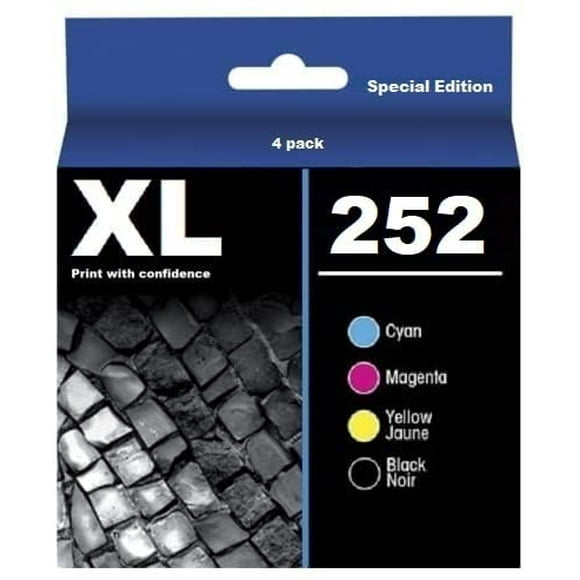 InkjetsClub Compatible Ink Cartridge Replacement for Epson 252XL High Yield Ink Cartridge Value Pack. (4 Pack (Black, Cyan, Magenta, Yellow))