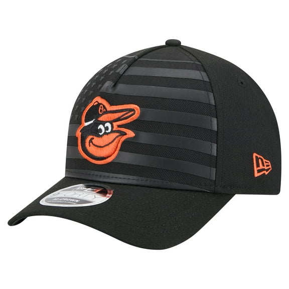 Men's New Era Black Baltimore Orioles American Flag 9FORTY M-Crown A-Frame Adjustable Hat