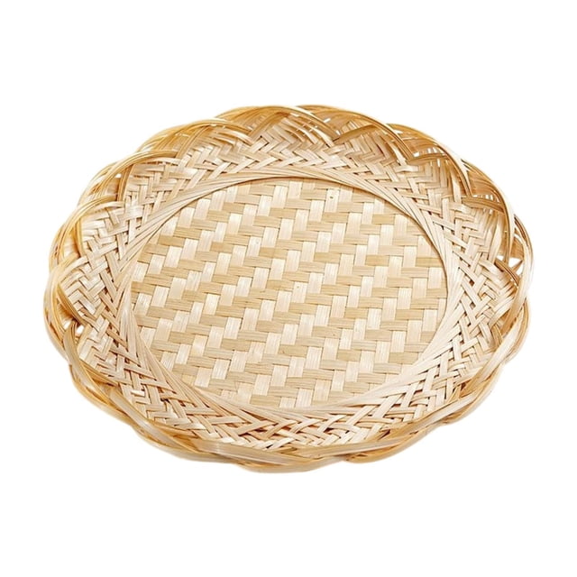 Cesta de bambú redonda para almacenar alimentos, cesta de pan para fiestas, cocinas al aire libre L