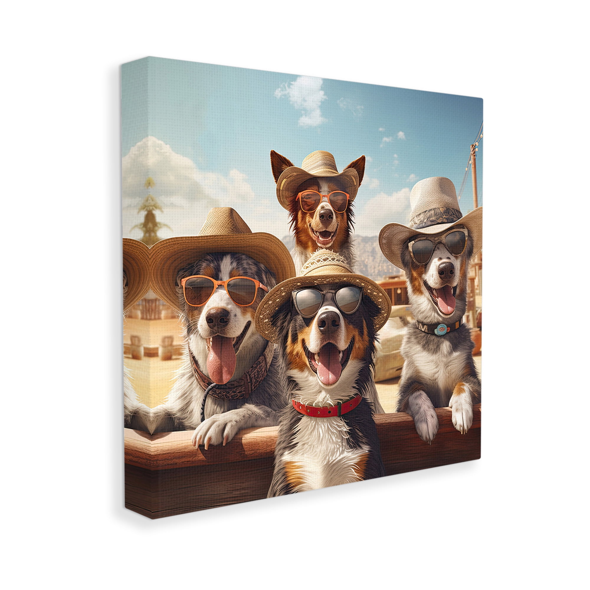 Stupell Industries Southwestern Cowboy Dogs Animals & Insects Painting Gallery Wrapped Canvas Art Print Wall Art, 17 x 17