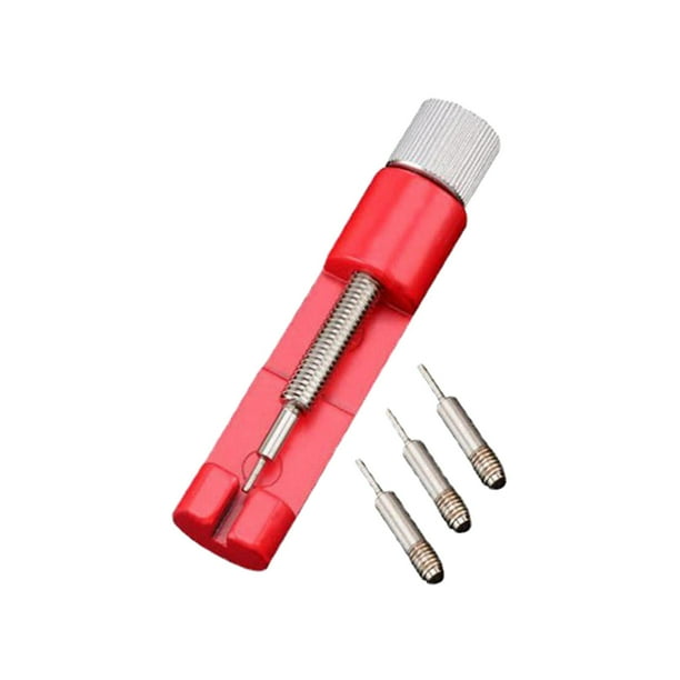 Herramienta para quitar eslabones de reloj, ajuste de correa de reloj, 3 pasadores adicionales, punzón para quitar pasadores de cadena Rojo