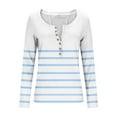 thumbnail image 4 of LEBONYARD Women's Trendy V-Neck Button Chic Groove Striped Multiple-Color Long Sleeved Loose Fit Casual Ladies Basic Pullover Blouse Tops,Sizes S-2XL, 4 of 9