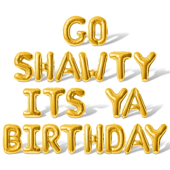 Letter Balloons - GO SHAWTY ITS YA BIRTHDAY 16" Inch Alphabet Letters Foil Mylar Balloon Birthday Party Banner (Gold)