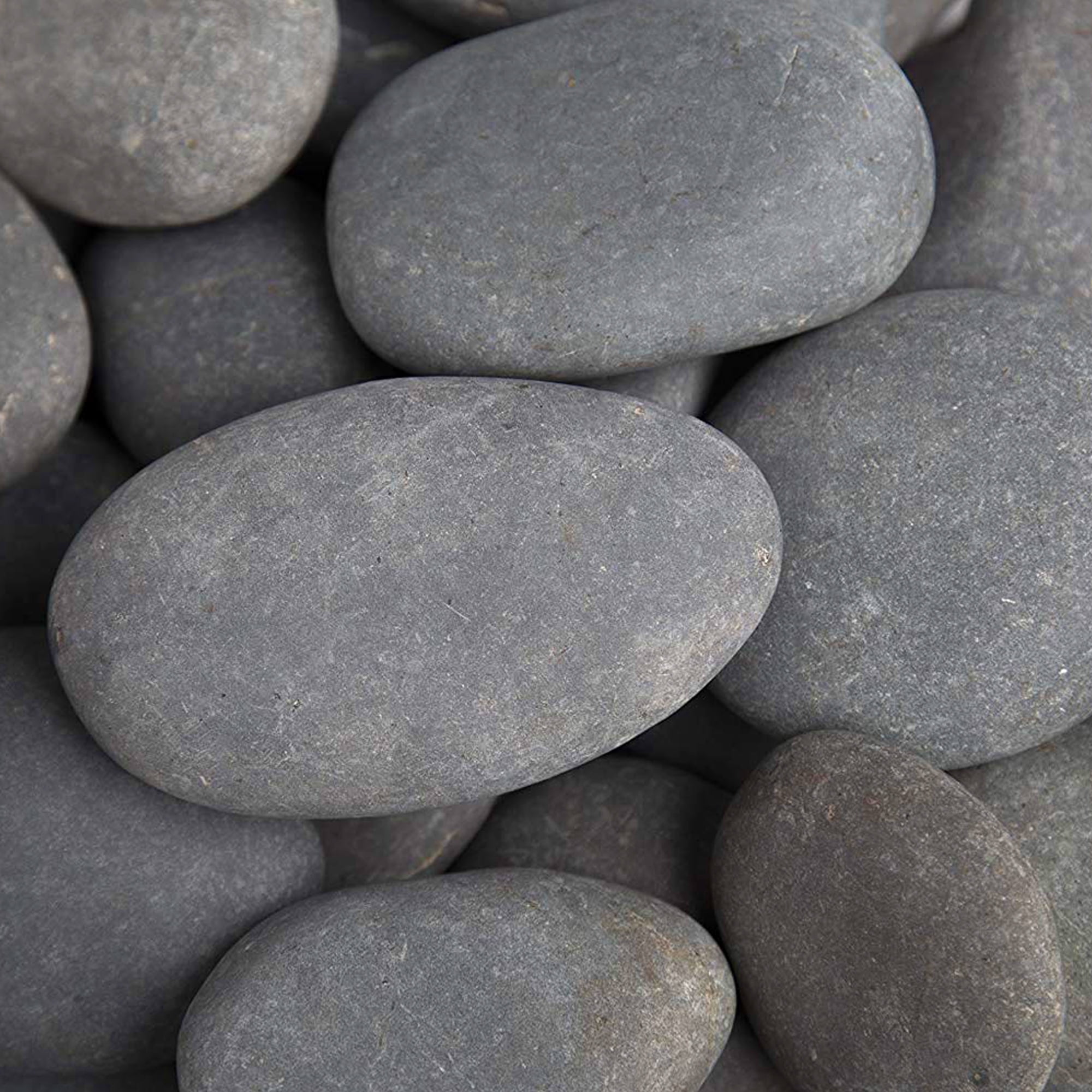Rainforest Outdoor Decorative Natural Stone, Mexican Beach Pebbles, Grey, 3-5",2200lbs.