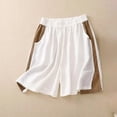 thumbnail image 2 of JJHGVB Linen Shorts for Women Wide Leg Shorts for Women Dress Shorts Baggy Shorts Women Flowy Shorts Below the Knee Beach Resort Pants Womens Linen Shorts Wide Leg Shorts for Women White 2XL, 2 of 3