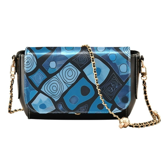 Leather Clamshell Crossbody Bag 10.4x5.5x3.7Inch Women's Crossbody Handbags Shoulder Purse Bank Card Bag Cash Bag Key Bag Blue Square