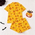 thumbnail image 5 of FASHOFT Halloween Pajama Sets for Women 2 Piece Cute Ghost Pumpkin Printing Button Up Pjs Short Sleeve Sleepwear Notch Collar Bride Soft Comfy Pj Lounge Sets Yellow XXL, 5 of 9
