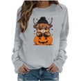 thumbnail image 2 of Mifsaly Womens Halloween Sweatshirt Cute Cartoon Cow Pumpkin Graphic Sweaters Long Sleeve Soft Comfortable Loose Fit Pullover Top, 2 of 5