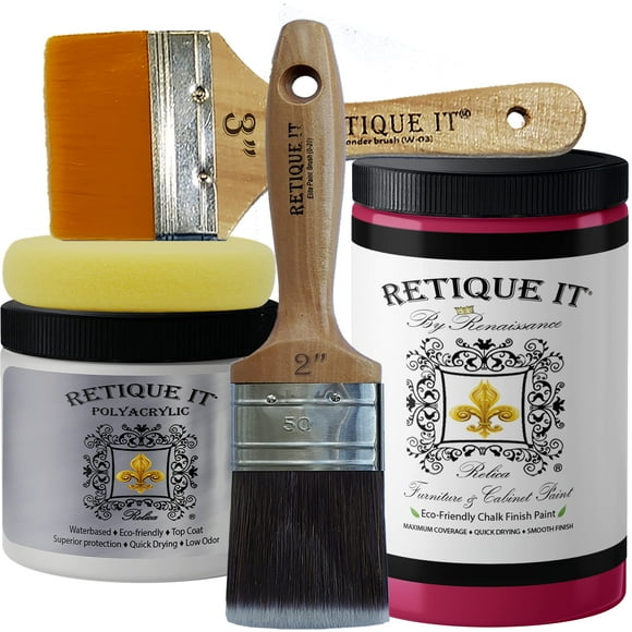 Retique It Chalk Furniture Paint by Renaissance DIY, 6 Piece Set, 54 Cerise, 32 Ounces
