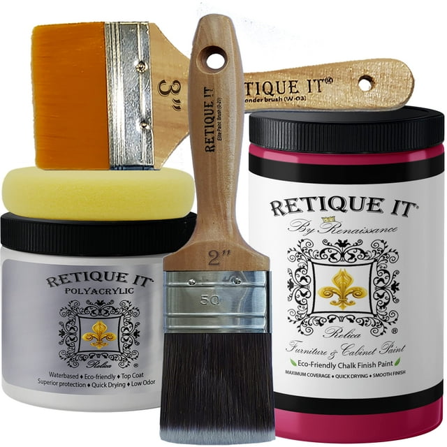 Retique It Chalk Furniture Paint by Renaissance DIY, 6 Piece Set, 54 Cerise, 32 Ounces
