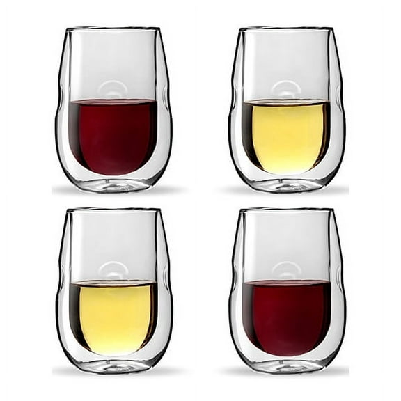 Moderna Artisan Series Double Wall Insulated 10 oz Wine Glasses, Set of 4
