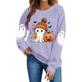 thumbnail image 4 of Halloween Sweatshirt for Women Ghost Pumpkin Bat Print Pullover Crew Neck Long Sleeve Oversized Casual Fall Tops Ribbed Cuffs and Hem Cozy Spooky Season Pullover Tops, 4 of 6