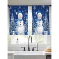 thumbnail image 2 of Christmas Snowman Sheer Curtains 45 inches Long, Snowman Xmas Tree Snowflakes Navy Blue Light Filtering Sheer Window Curtains Rod Pocket Voile Drapes for Bedroom Living Room, 2 Panels 52"W x 45"L, 2 of 6