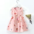 thumbnail image 2 of Zanarzt Toddler Little Girls Dress Summer Dress Toddler Baby Girls Sleeveless Floral Flower Beach Princess Dress Clothes Orange,18-24 Months, 2 of 3