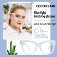 thumbnail image 2 of OCCI CHIARI Computer Reading Glasses Large Square Women Blue Light Blocking Readers 1.00 1.25 1.50 1.75 2.00 2.25 2.50 2.75 3.00 3.50 4.00 5.00 6.00 (Clear, 1.25), 2 of 6