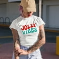 thumbnail image 2 of Jolly Vibes, Christmas, Groovy Retro Wavy Text Merch Gift, White T-Shirt, 2XL, 2 of 5