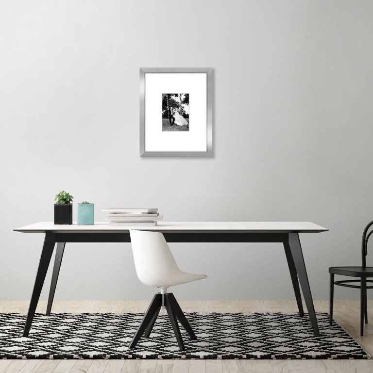Americanflat 11x14 Picture Frame In Silver - Holds 8x10 Photo With Mat Or 11x14 Without, Shatter Resistant Glass