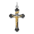 thumbnail image 1 of Sterling Silver Rhodium-plated & Vermeil Crucifix Pendant, 1 of 3