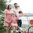 thumbnail image 5 of PatPat Family Matching Pink Set Solid Colorblock Polo collar Short-sleeve Shirt or Ruffle-sleeve Belted Dress, 5 of 5
