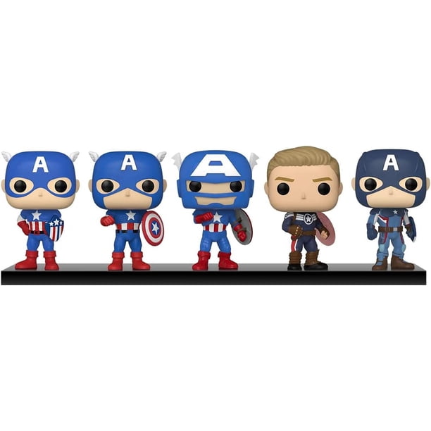 Funko Pop! Marvel: Año del Escudo- Capitán América a través de los años, 5 pack Funko Almighty Push