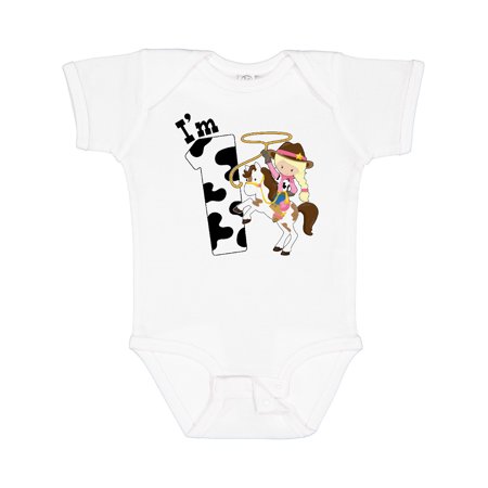 

Inktastic I m One-cowgirl Riding Horse Birthday Girls Baby Bodysuit