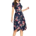 thumbnail image 6 of Aiyino Women's Short Sleeve Printed Pattern Casual Dress Pleated Loose Flowy Midi Dress With Pocket, 6 of 6