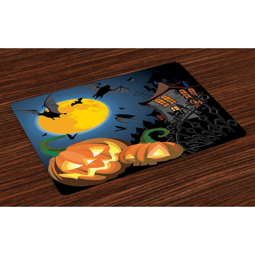 Halloween Placemats Set of 4 Gothic Halloween Haunted House Party Theme