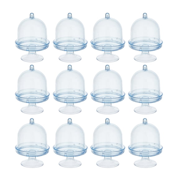 Ruanlalo Plastic Mini Cake Stand with Dome Cover Clear Dessert Cupcake Display Stand Chocolate Candy Plate for Birthday Wedding Holiday Baby Shower Tea Party Supplies