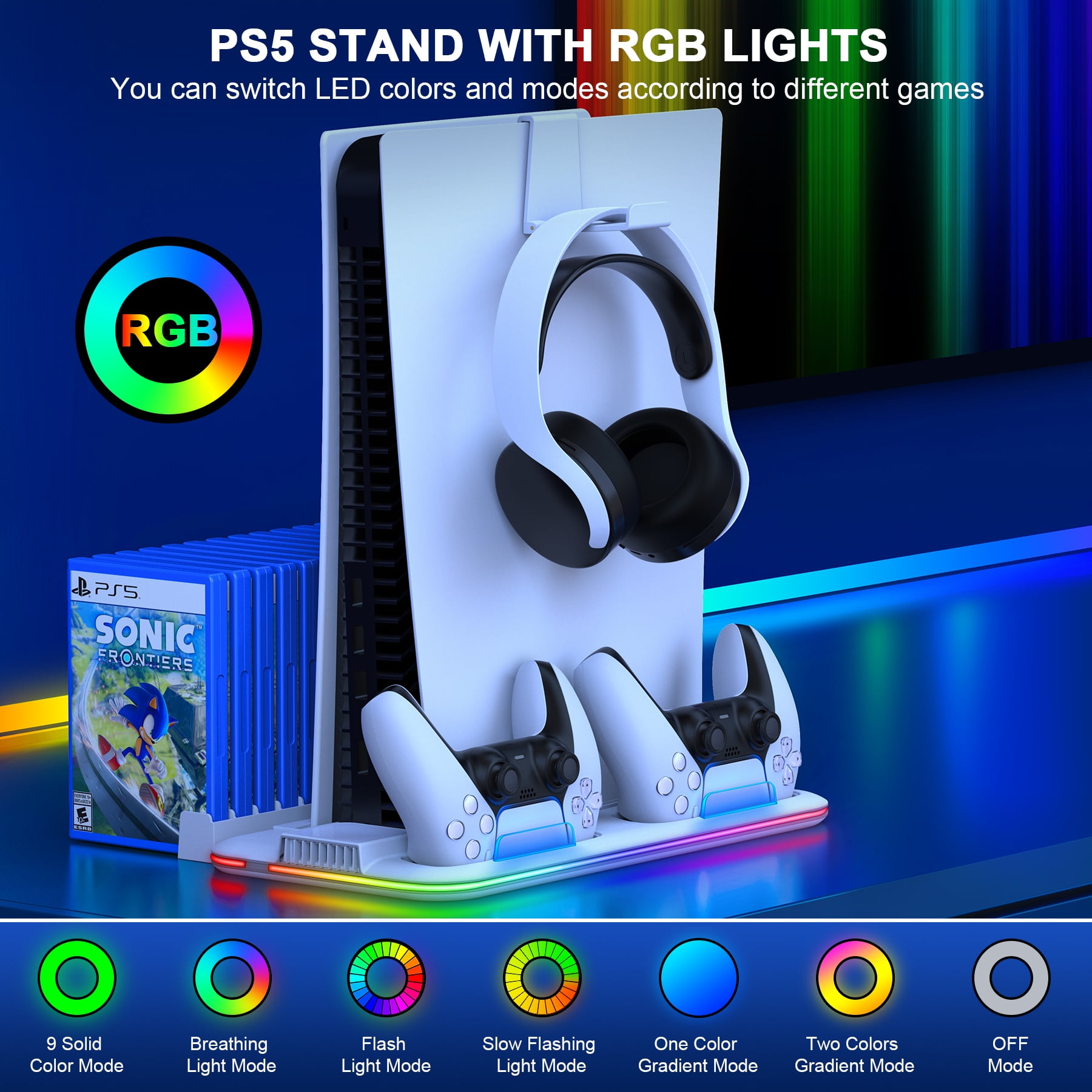 Cooling Fan RGB lighting For PS5 Slim Console Optical Digital Edition Game