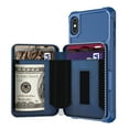 thumbnail image 4 of iPhone XR Wallet Case, Dteck iPhone XR Case with Credit Card Holder Slot Leather Wallet Shockproof Protective Zipper Pocket Purse Case For Apple iPhone XR 6.1 inch, Blue, 4 of 9